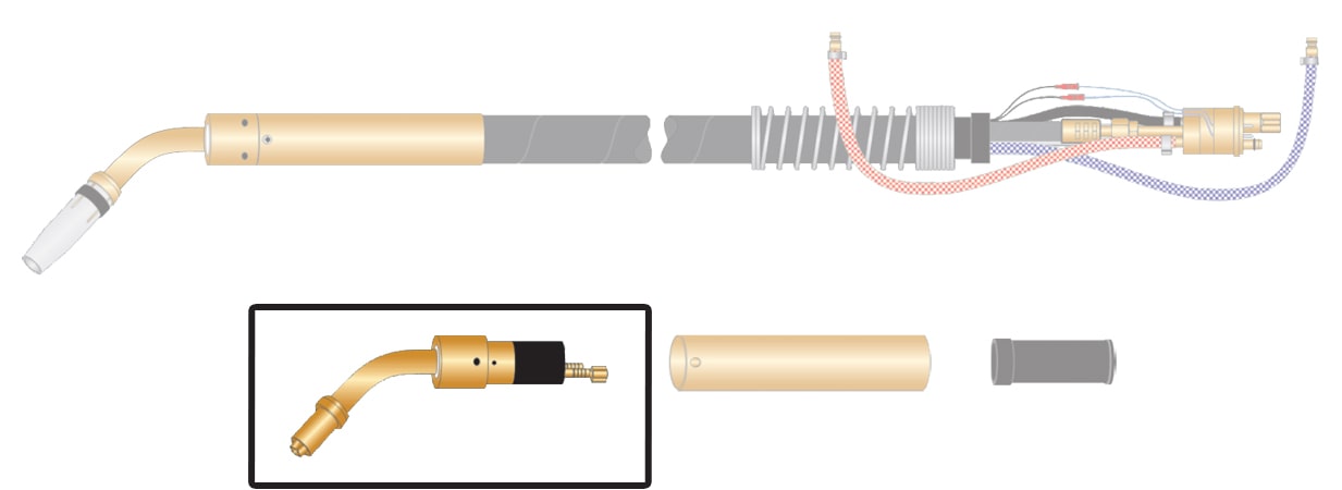 dettaglio corpo torcia bz 240 collo 45° saldatura mig